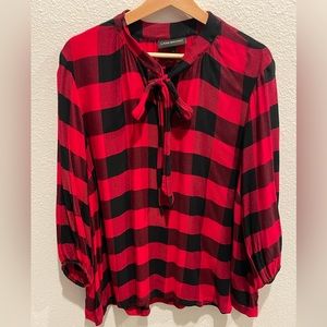 Lane Bryant long sleeve red and black large checked shirt. Size 18.
